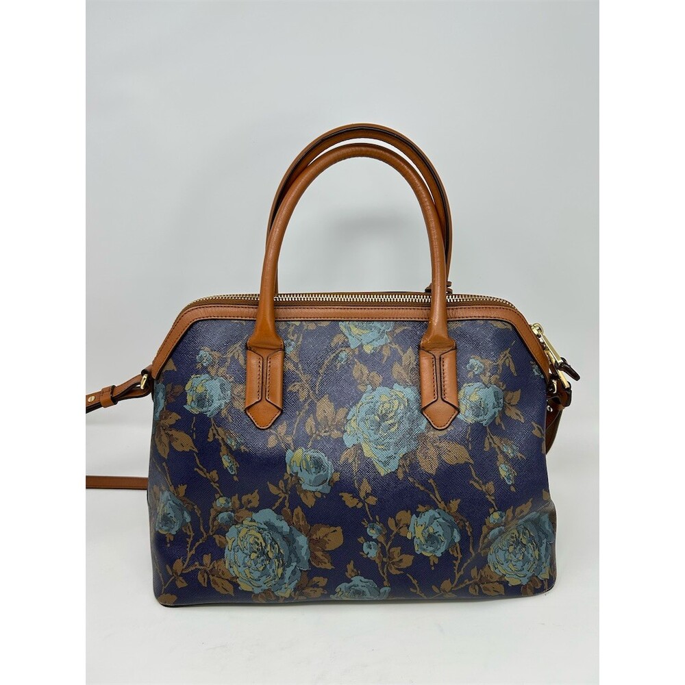 Lauren Ralph Lauren Satchel Top Shoulder Handle Bag Medium Navy Floral Zip - Picture 4 of 13